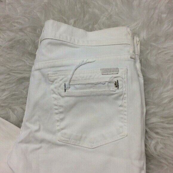7 For All Mankind white slim jean custom distressed Raw Hem Cropped Size 28 - Picture 3 of 8